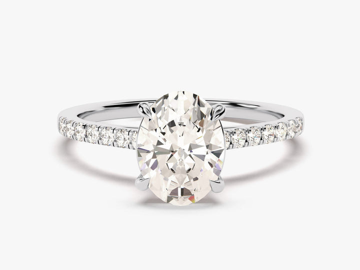 2.0CT Cathedral Oval Cut Lab Grown Diamond Pave Engagement Ring For Women
