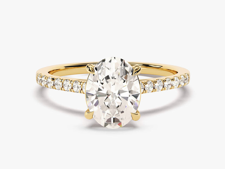2.0CT Cathedral Oval Cut Lab Grown Diamond Pave Engagement Ring For Women