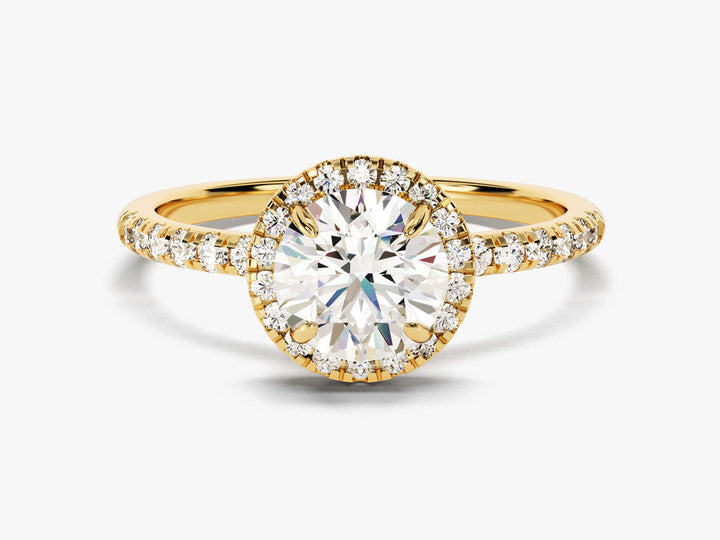 1.0CT Round Cut Pave Lab Grown Diamond Halo Engagement Ring For Women