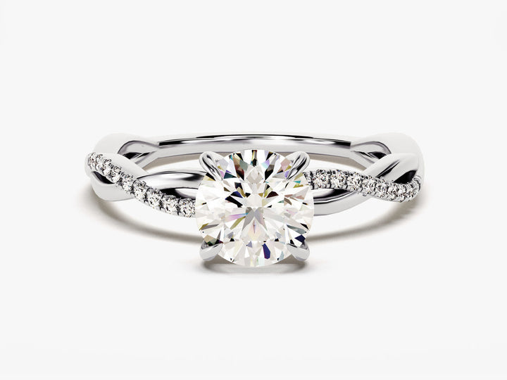1.0CT Round Cut Twist Lab Grown Diamond Engagement Ring For Her