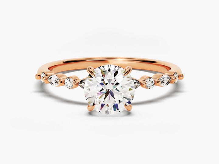 1.0CT Round Cut Pave Lab Grown Diamond Engagement Ring For Women
