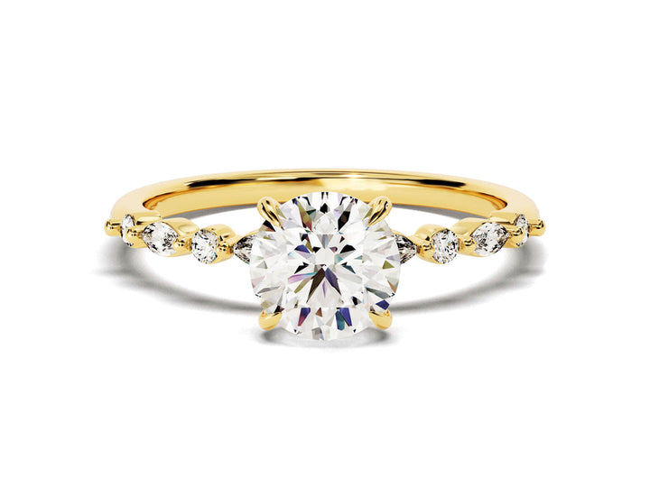 1.0CT Round Cut Pave Lab Grown Diamond Engagement Ring For Women