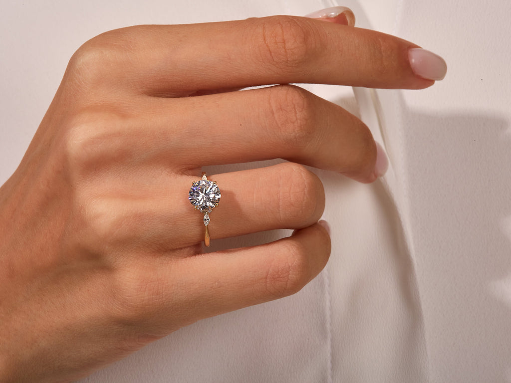 2.0CT Three Stone Round Lab Grown Diamond Engagement Ring For Women