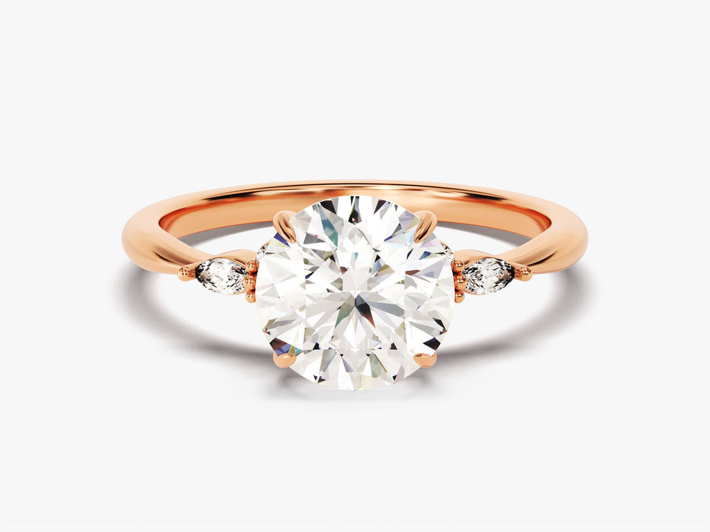 2.0CT Three Stone Round Lab Grown Diamond Engagement Ring For Women