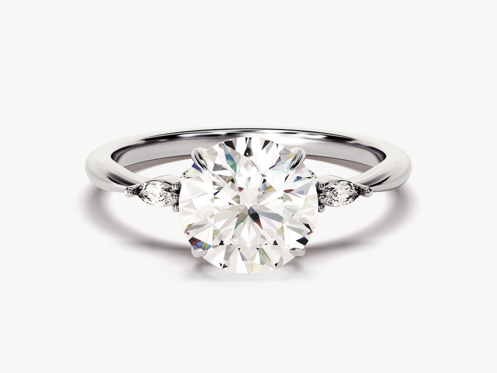 2.0CT Three Stone Round Lab Grown Diamond Engagement Ring For Women