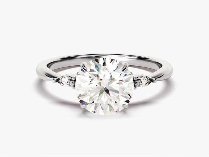 2.0CT Three Stone Round Lab Grown Diamond Engagement Ring For Women