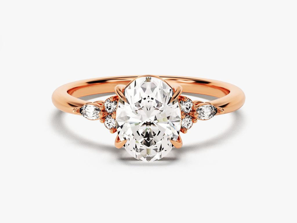 2.0CT Three Stone Oval Lab Grown Diamond Engagement Ring Minimalist Engagement Ring