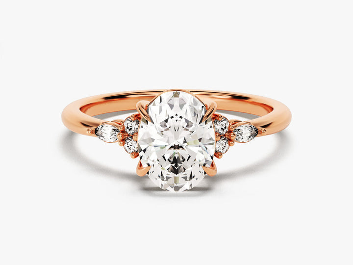 2.0CT Three Stone Oval Lab Grown Diamond Engagement Ring Minimalist Engagement Ring