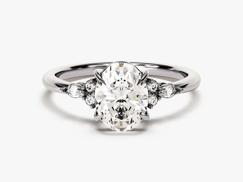 2.0CT Three Stone Oval Lab Grown Diamond Engagement Ring Minimalist Engagement Ring