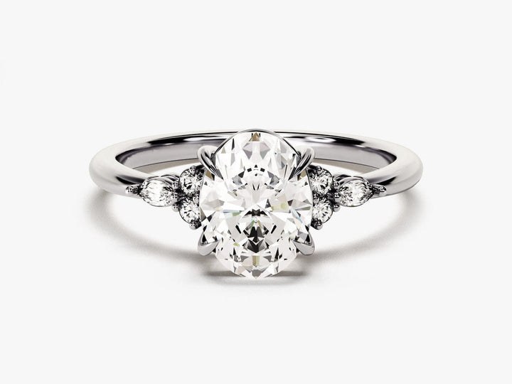 2.0CT Three Stone Oval Lab Grown Diamond Engagement Ring Minimalist Engagement Ring