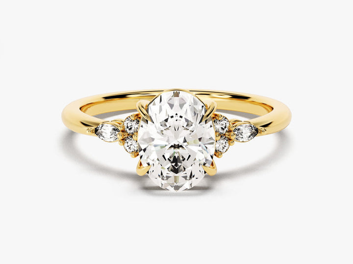 2.0CT Three Stone Oval Lab Grown Diamond Engagement Ring Minimalist Engagement Ring