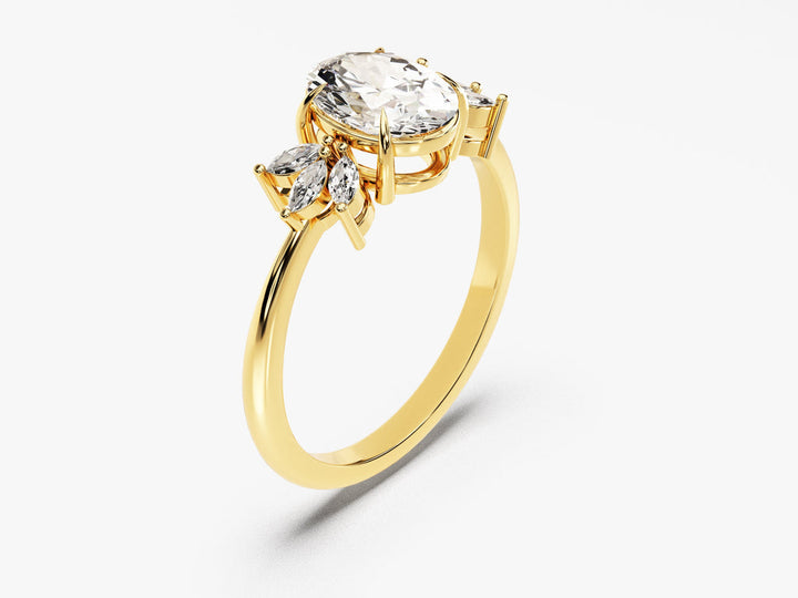 1.50CT Oval Cut Cluster Diamond Lab Grown Engagement Ring For Her