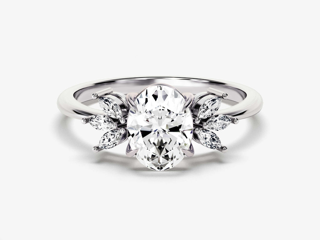 1.50CT Oval Cut Cluster Diamond Lab Grown Engagement Ring For Her