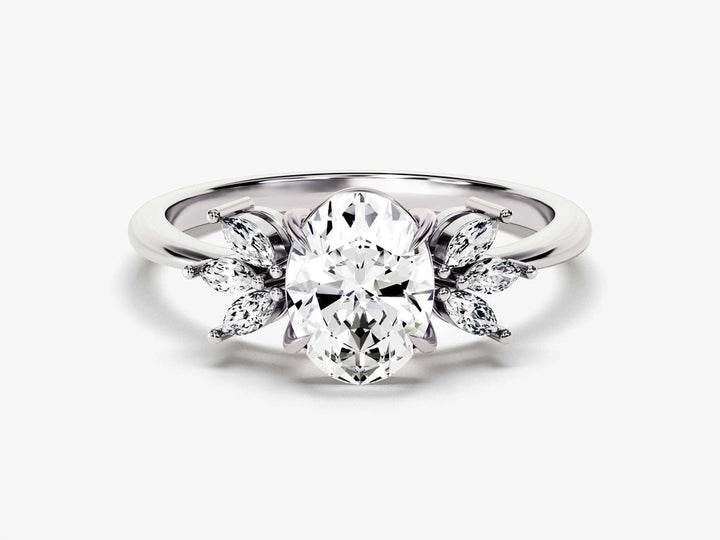 1.50CT Oval Cut Cluster Diamond Lab Grown Engagement Ring For Her