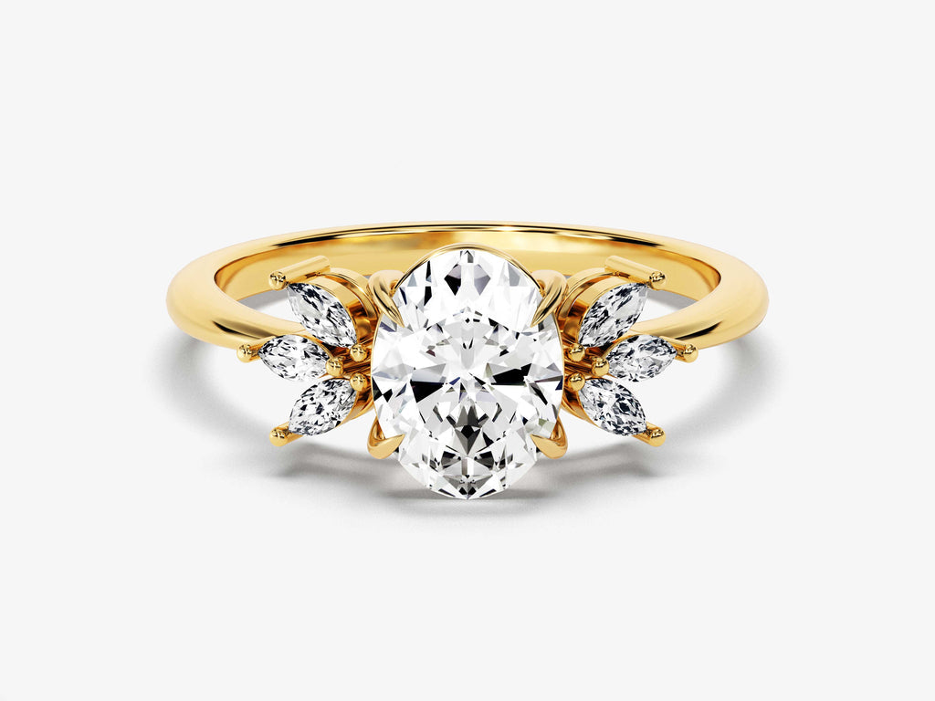 1.50CT Oval Cut Cluster Diamond Lab Grown Engagement Ring For Her