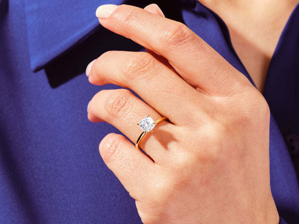 2.0CT Cushion Lab Grown Diamond Solitaire Engagement Ring For Her