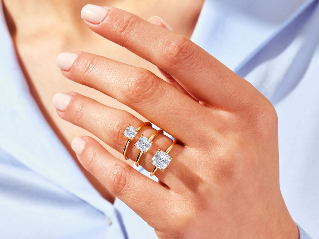 1.0CT Asscher Cut Solitaire Lab Grown Diamond Engagement Ring Anniversary Gift