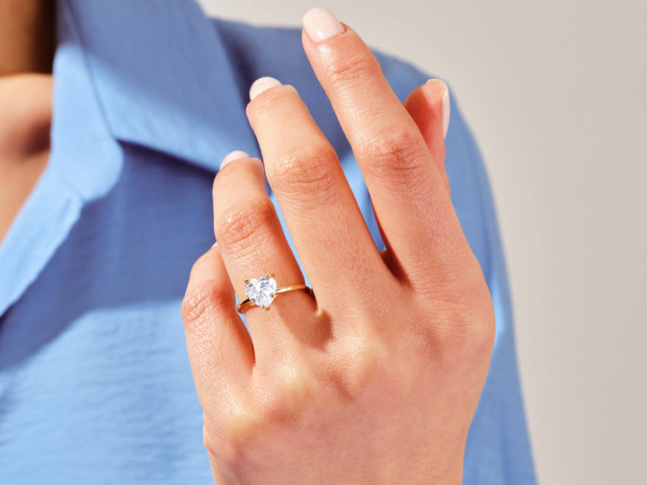2.0CT Heart Cut Solitaire Lab Grown Diamond Engagement Ring For Women