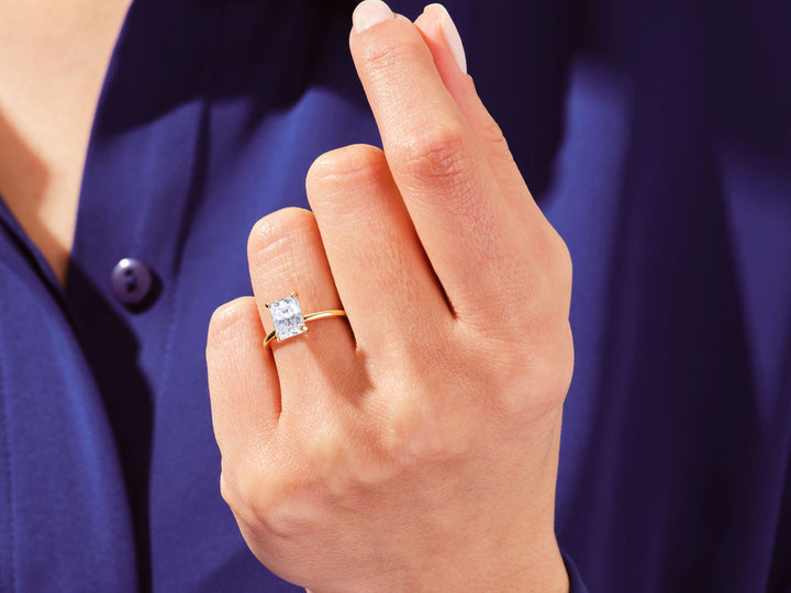 2.0CT Radiant Lab Grown Diamond Solitaire Engagement Ring Minimalist Wedding Ring