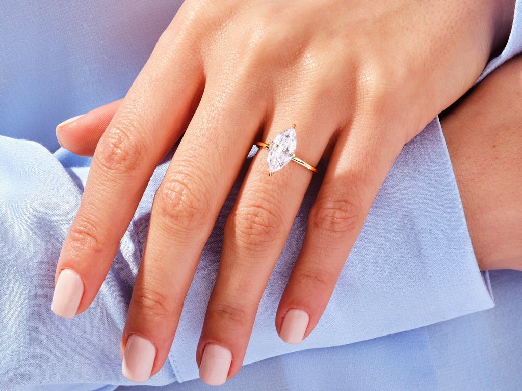 2.0CT Marquise Cut Solitaire Diamond Lab Grown Engagement Ring For Her