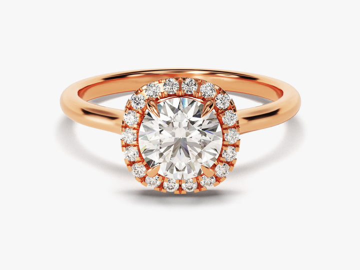 1.0CT Round Diamond Cushion Shaped Halo Lab Grown Diamond Engagement Ring For Her