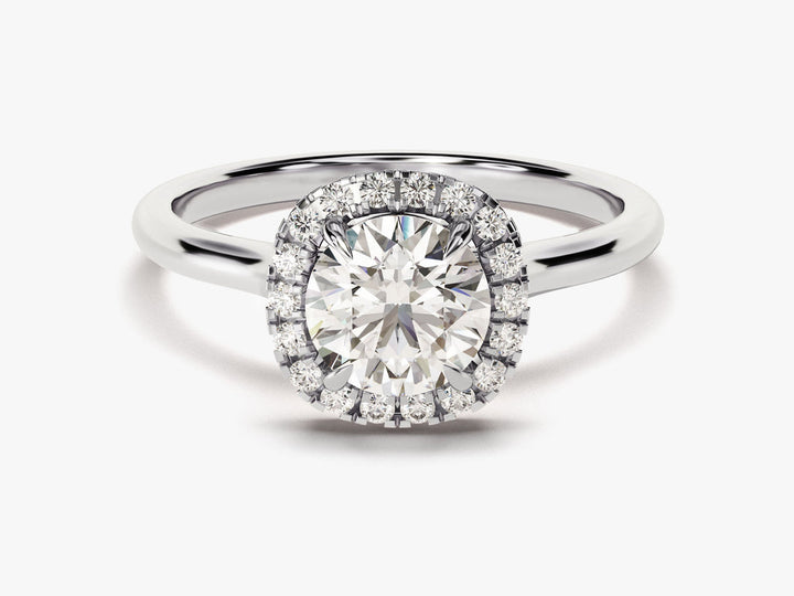 1.0CT Round Diamond Cushion Shaped Halo Lab Grown Diamond Engagement Ring For Her