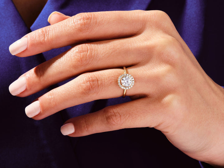 1.0CT Round Halo Lab Grown Diamond Engagement Ring For Her