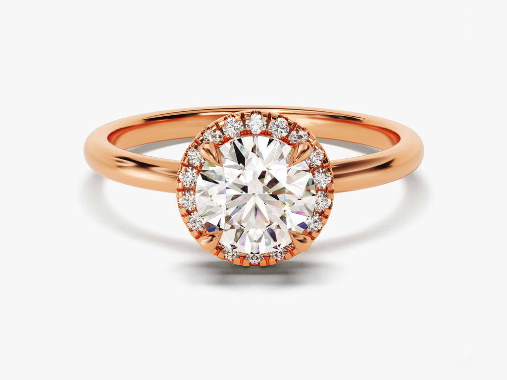 1.0CT Round Halo Lab Grown Diamond Engagement Ring For Her