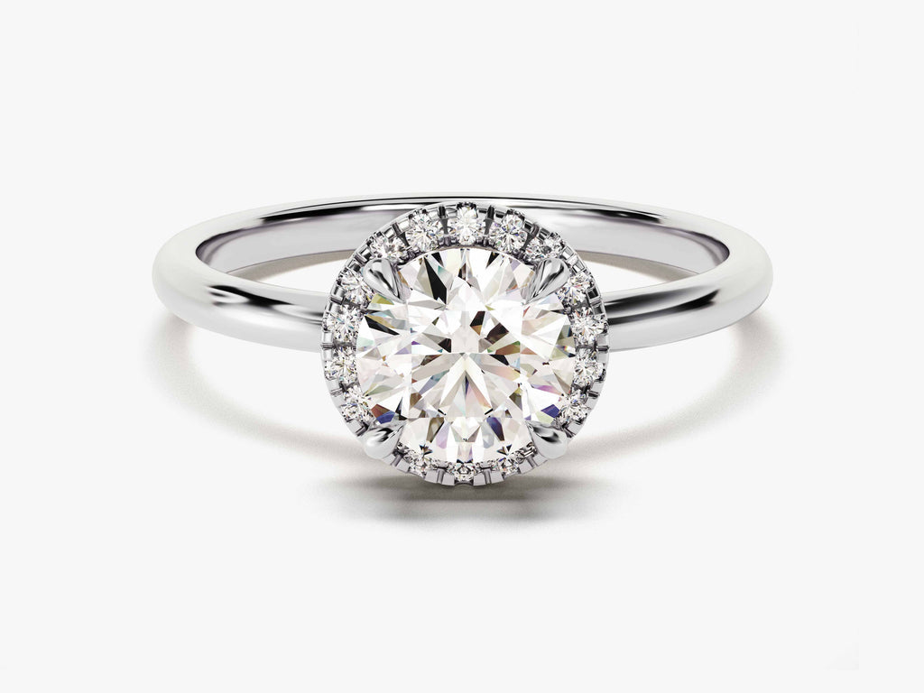 1.0CT Round Halo Lab Grown Diamond Engagement Ring For Her