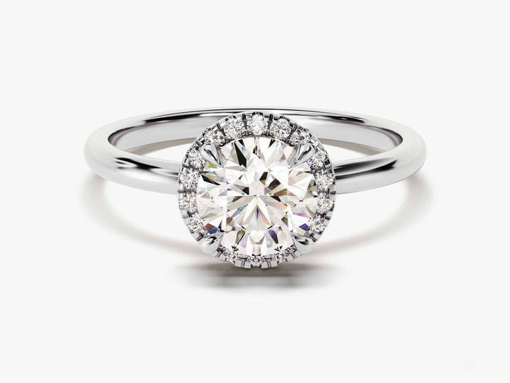 1.0CT Round Halo Lab Grown Diamond Engagement Ring For Her