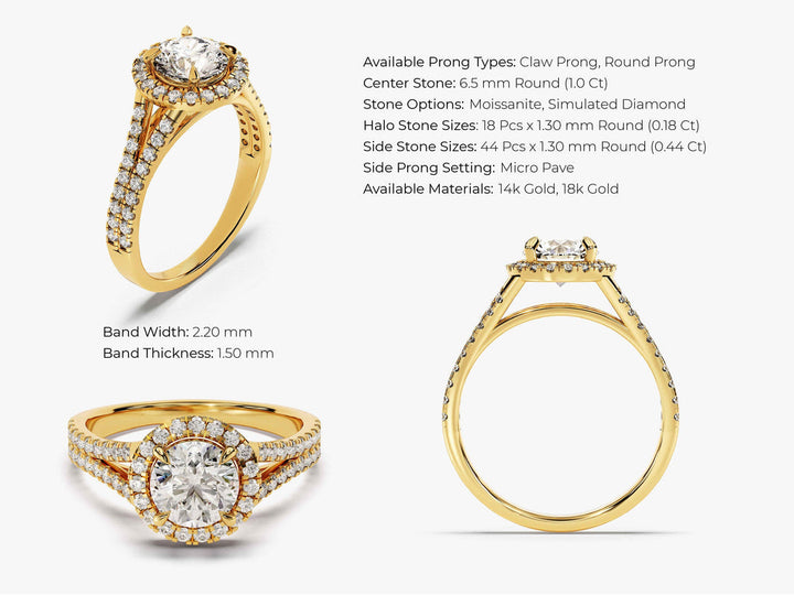 1.0CT Round Cut 3 Stone Lab Grown Diamond Engagement Ring For Her