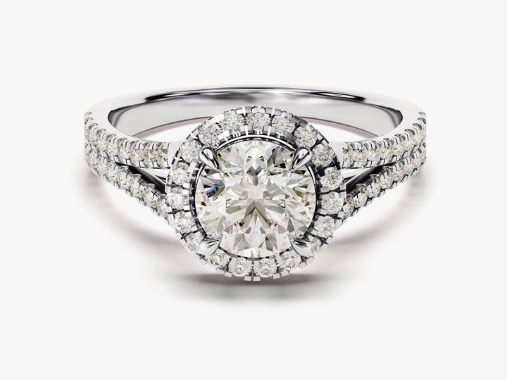 1.0CT Round Cut 3 Stone Lab Grown Diamond Engagement Ring For Her