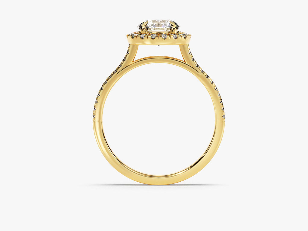 1.0CT Round Double Pave Shank Halo Lab Grown Diamond Engagement Ring For Women