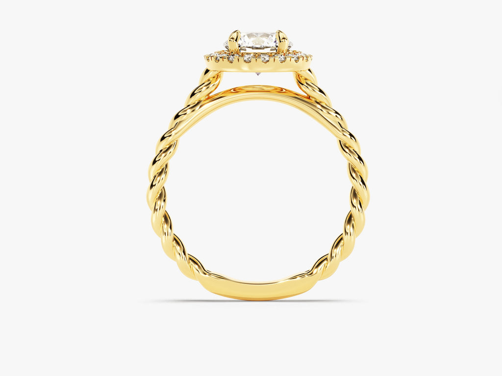 1.0CT Round Cut Halo Lab Grown Diamond Braided Engagement Ring For Her