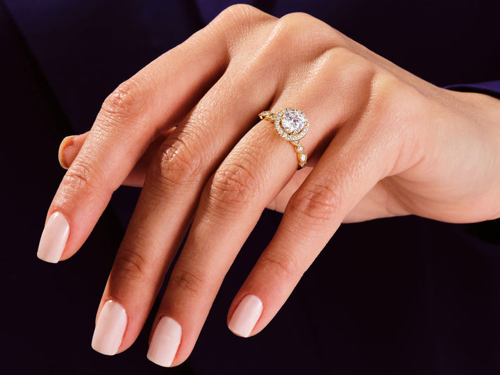1.0CT Round Halo Lab Grown Diamond Vintage Engagement Ring For Her