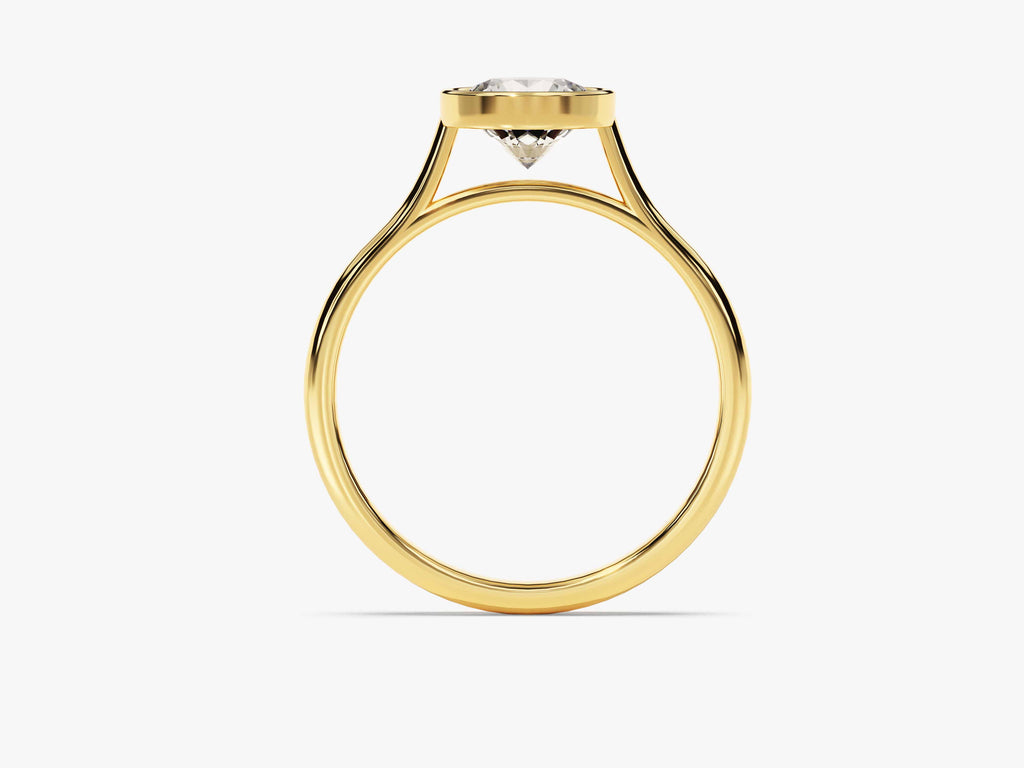 1.0CT Round Lab Grown Diamond Bezel Engagement Ring For Women