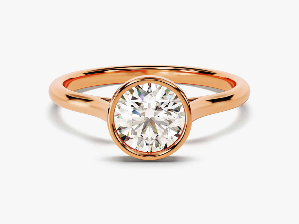 1.0CT Round Lab Grown Diamond Bezel Engagement Ring For Women