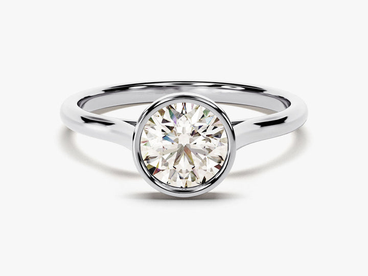 1.0CT Round Lab Grown Diamond Bezel Engagement Ring For Women