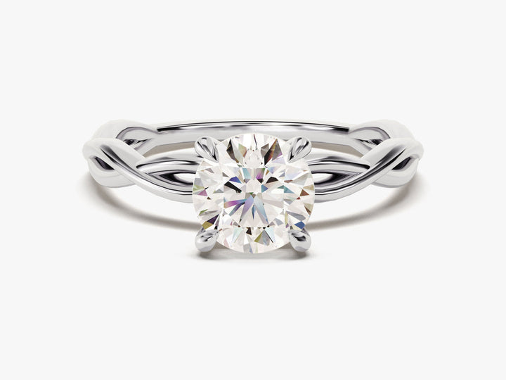 1.0CT Round Lab Grown Diamond Twisted Engagement Ring For Her