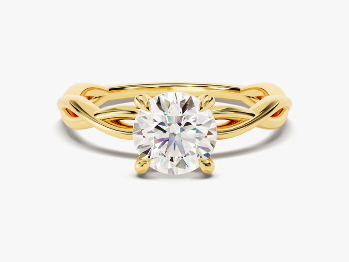 1.0CT Round Lab Grown Diamond Twisted Engagement Ring For Her