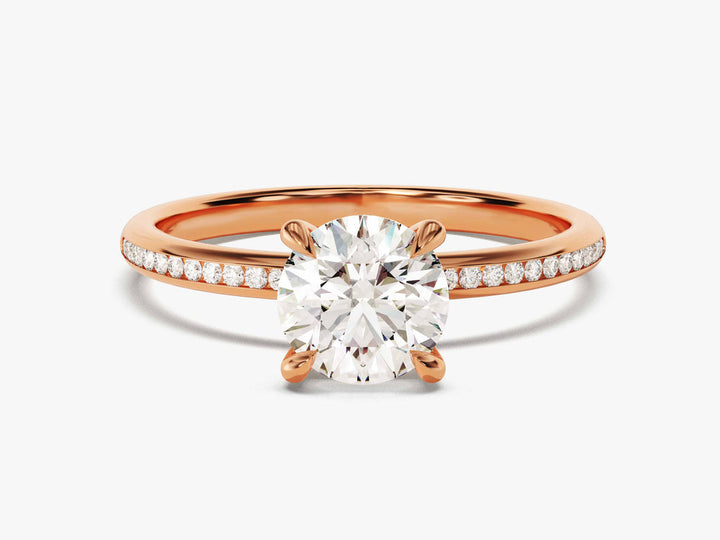 1.0CT Round Lab Grown Diamond Channel Engagement Ring For Women