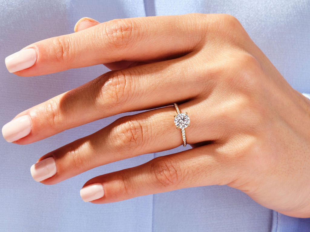1.0CT Round Lab Grown Diamond Channel Engagement Ring For Women