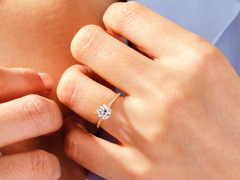 1.0CT Channel Round Lab Grown Diamond Engagement Ring For Women Anniversary Gift