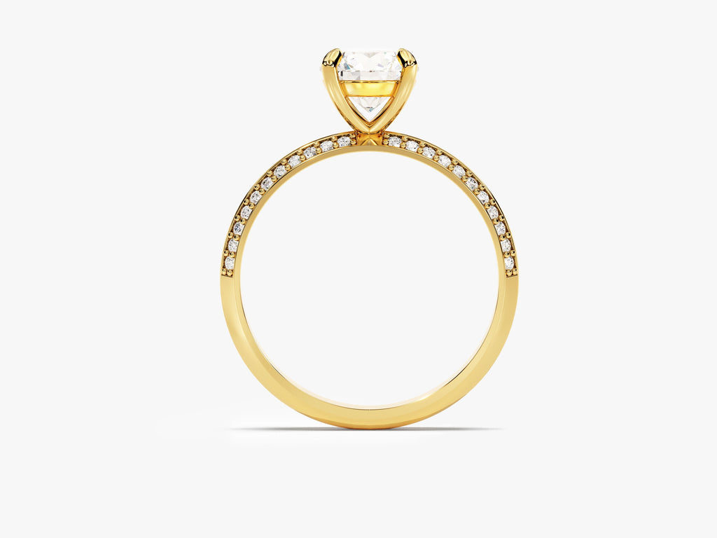 1.0CT Round Pave Set Milgrain Knife Edge Lab Grown Diamond Engagement Ring For Her