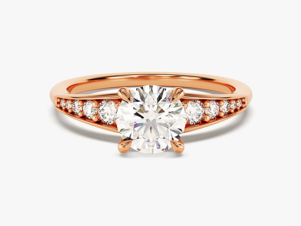 1.0CT Round Cut Pave Crown Lab Grown Diamond Engagement Ring For Her