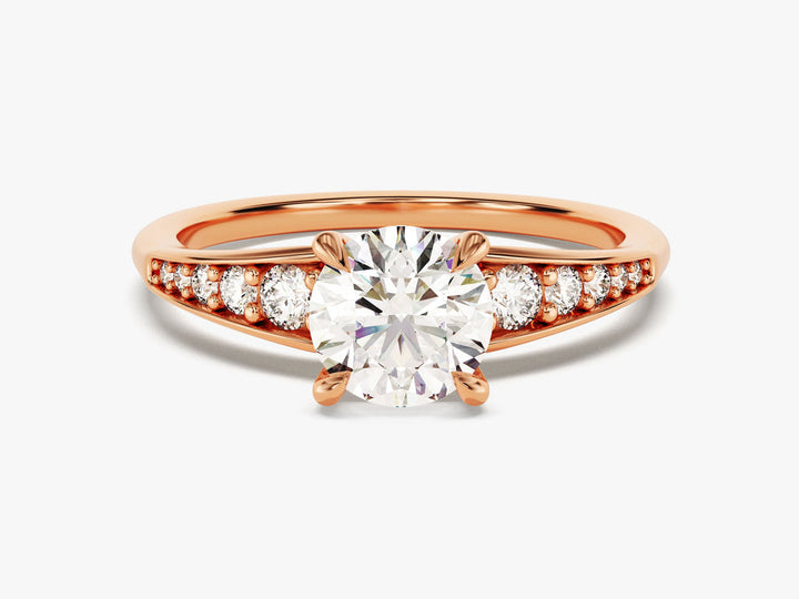 1.0CT Round Cut Pave Crown Lab Grown Diamond Engagement Ring For Her