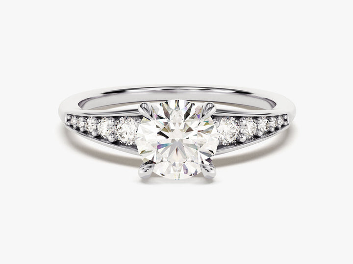 1.0CT Round Cut Pave Crown Lab Grown Diamond Engagement Ring For Her