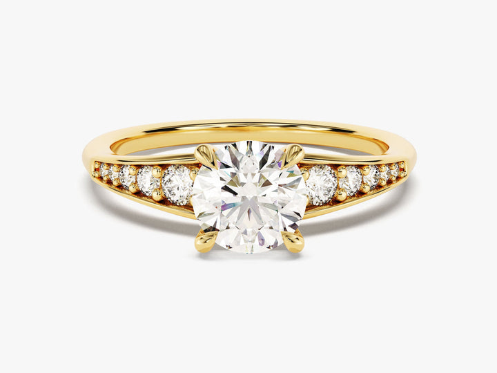 1.0CT Round Cut Pave Crown Lab Grown Diamond Engagement Ring For Her