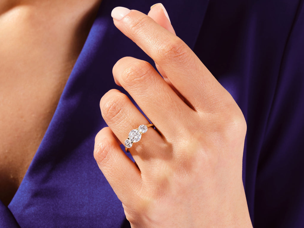 1.50CT Round Lab Grown 3 Stone Diamond Engagement Ring For Her