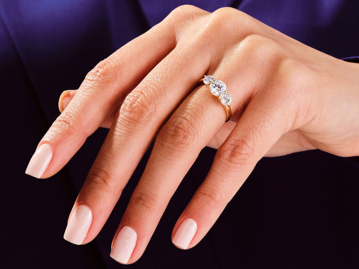 1.50CT Round Lab Grown 3 Stone Diamond Engagement Ring For Her